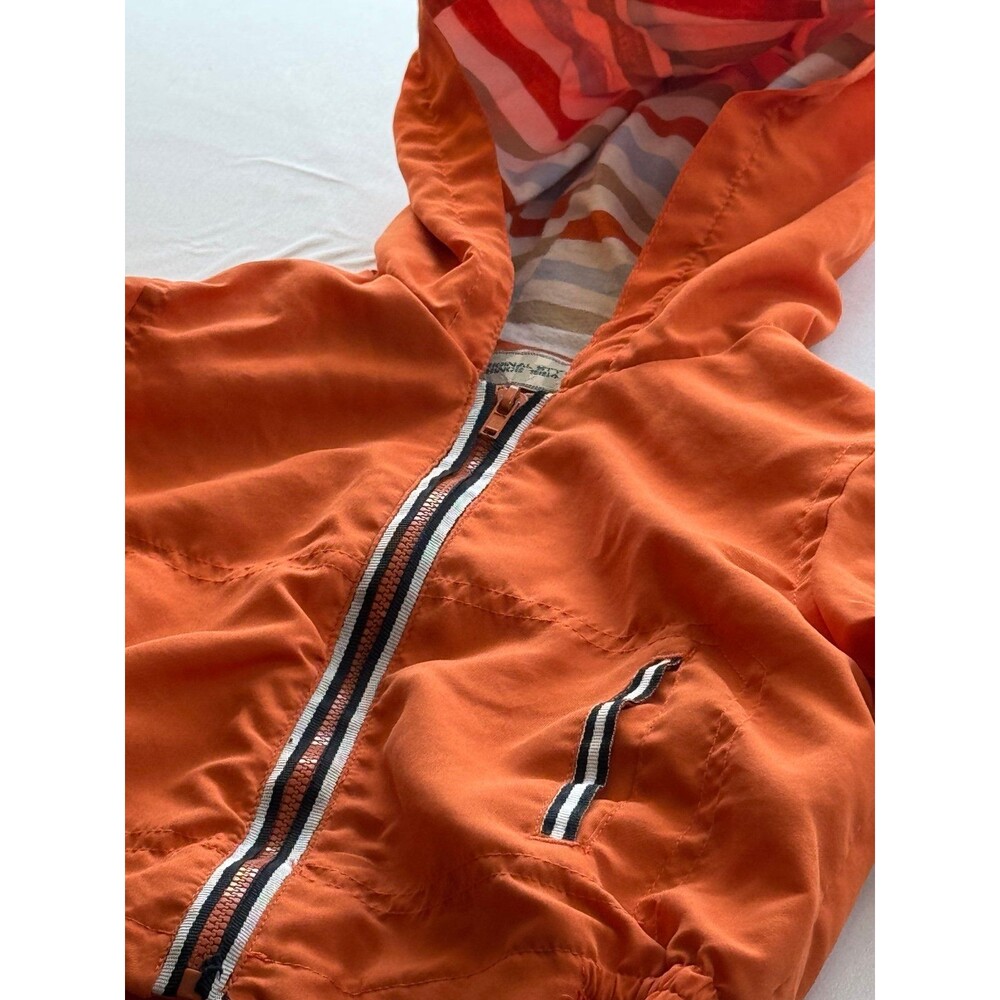 Zip Up, Boy’s Hooded Orange Jacket/Coat (Size 12 Months), Striped Interior - Picture 11 of 11